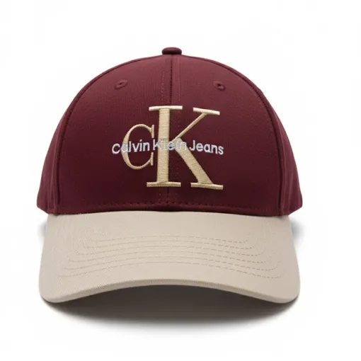 Calvin Klein Jeans Monologo Embroidery Baseball Cap – Maroon/Claret